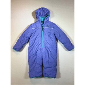 Kids Purple Fleece Lined Snowsuit Winter Jumpsuit Hooded One Piece Ski